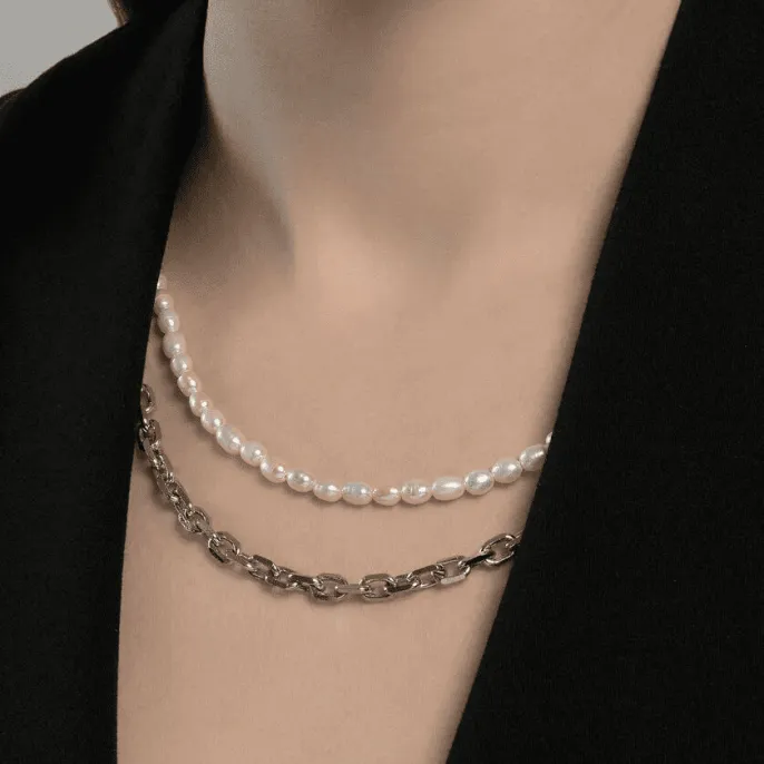 Колье с жемчугом из серебра с позолотой