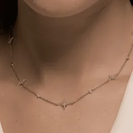 Колье звезды с фианитами из серебра